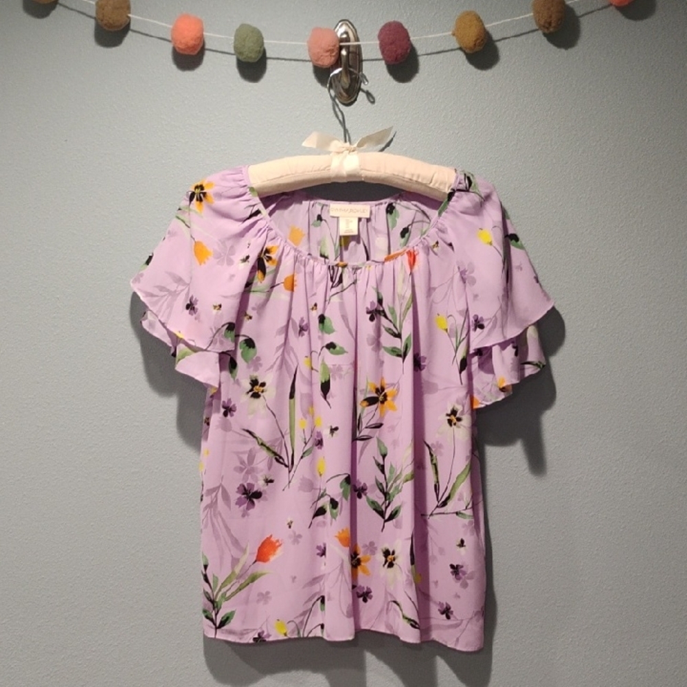 Cynthia Rowley Lavender Floral Shift Top